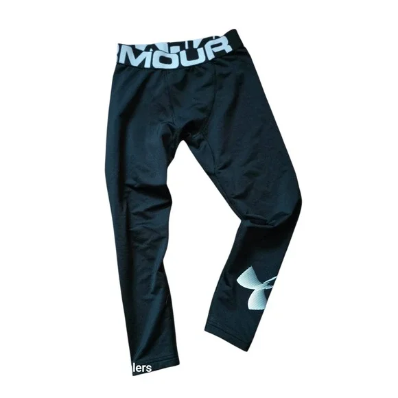 Under Armour Kids Youth YSM ColdGear Compression Leggings Black UA Logo - Picture 1 of 5